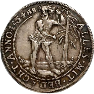 1664 German States Brunswick Wolfenbuttel Wildman 1/4 Taler PCGS AU 50, Germany - Picture 1 of 4
