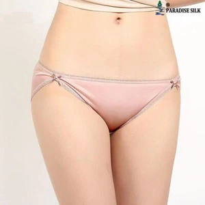 Women Knickers Silk Knit Sexy Briefs With Bow-Knot Culotte en soie - Picture 1 of 9