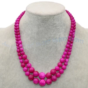 Collana graduata 2 file 6-14 mm rotonda rosa naturale gemme sugilite perline 18-19'' - Foto 1 di 6