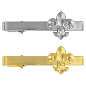 PinMart's Fluer De Lis Tie Clip Tie Bar - Gold or Silver - Bild 1 von 10