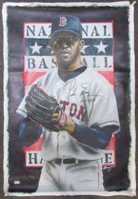 Pintura original Beckett autografada 25x37 acrílico sobre tela Pedro Martinez - Imagem 1 de 3