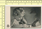 #082 Girl on Telephone Writing Down Kid Child Infant Phone old photo postcard