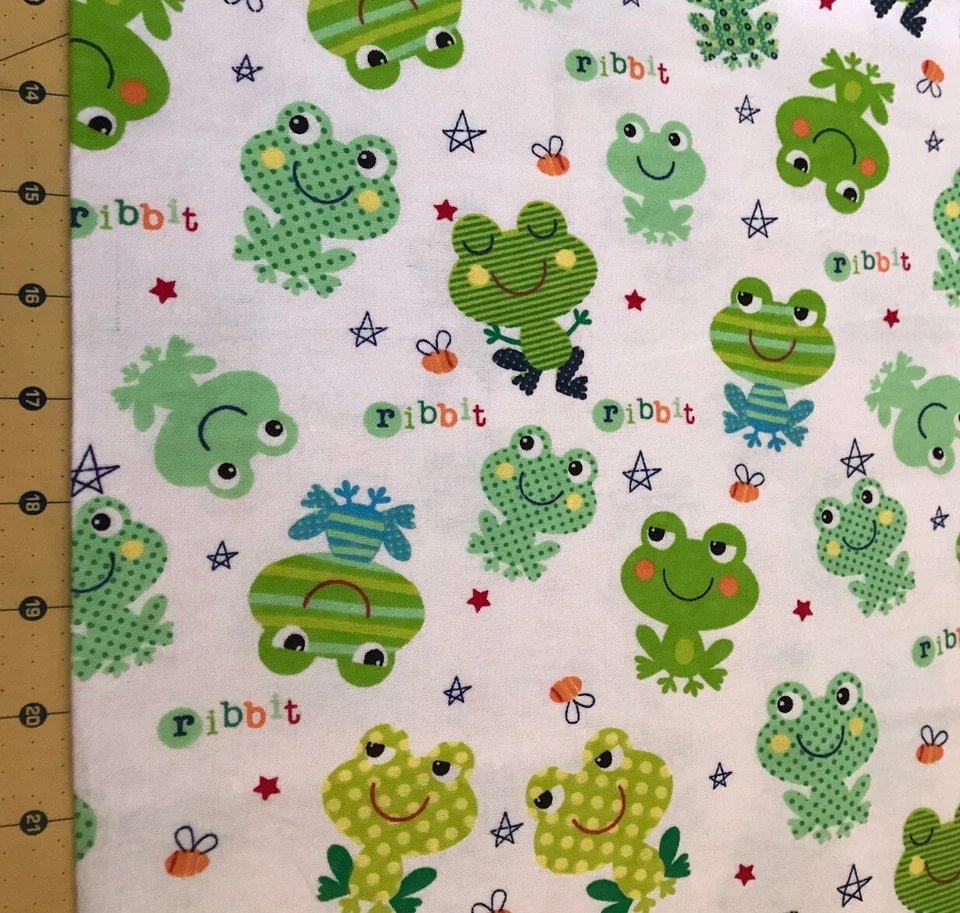Ribbit Frog Flannel Fabric Sold By The Yard #1807 - Image 1 of 1