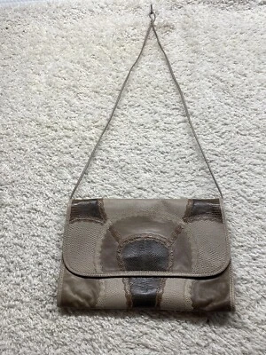 Bolso de Hombro Vintage Carlos Falchi Cuero Gris Piel de Serpiente Retazos Usado en Excelente Condición Foto 1 de 4