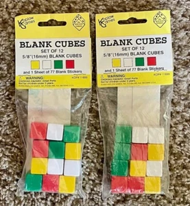 Set Lot 24 Blank Cubes Dice 5/8" (16 mm) Multicolors New in Package Koplow Games - Picture 1 of 2