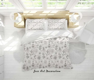 3D Nautical Anchor Lighthouse Quilt Cover Set Duvet Cover Bedding Pillowcases - Picture 1 of 6