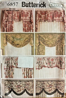 Valance Curtain Sewing Pattern  Home Decor Butterick 6857 New Uncut - Image 1 of 2