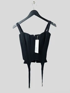 NWT DION LEE Women's Sz US 0 XS Arch Longline Corset Black Cady - Picture 1 of 10