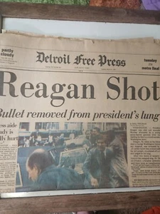 Detroit Free Press Reagan Shot March 31 1981 Vtg Newspaper Full Issue - Picture 1 of 5