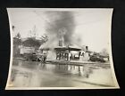 Vintage Police Firefighter B&W Glossy Photograph 8x10 Gas Station Fire
