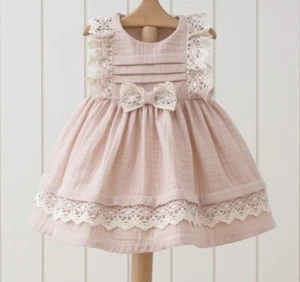 💗 BABY GIRLS SPANISH SUMMER PINK DRESS 3/6, 6/9, 9/12, 12/18, 18/24 MONTHS BNWT - Picture 1 of 1