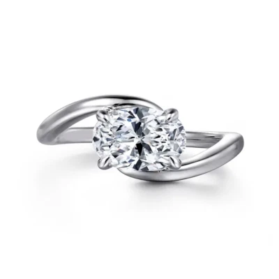 Diamond Wedding Women Ring Lab Grown Oval 1.5 Carat IGI Certified 18k White Gold - Image 1 of 4
