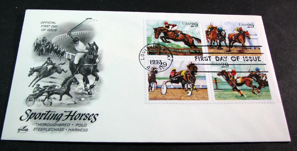 US Stamp FDC Scott# 2756-2759 Sporting Horses 1993 Used L756 - Image 1 of 1