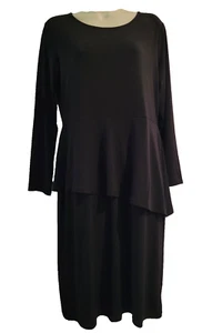 Susan Graver Every Day L asymmetrisches Schößchen Kleid flüssig Strick LBD Capsule Slinky - Bild 1 von 21