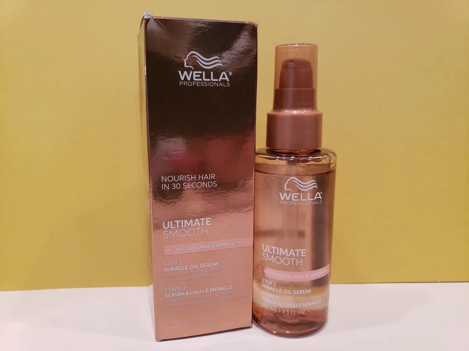 Wella ~ 终极光滑带角鲨烷和欧米茄 9 ~ 奇迹油精华 ~ 3.3 FL 全新带盒 — 第 1/1 张图片