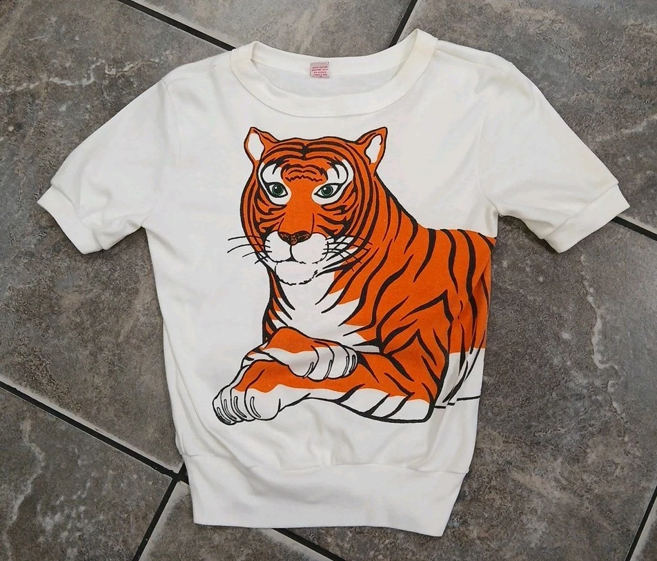 Camisa envolvente Tiger años 70 talla pequeña para mujer verdadera vintage años 70 retro pequeña Foto 1 de 4