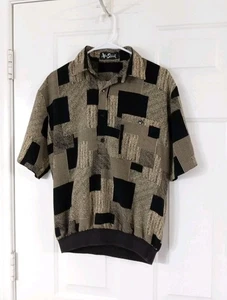 Vintage Alan Stuart Shirt Men's Polo size Large Abstract Banded Waist 70s 80s - Picture 1 of 6