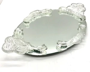 Hollywood Regency Shannon Crystal Mirror Vanity Tray Oval 18”X 10-1/2” Ireland - Picture 1 of 8