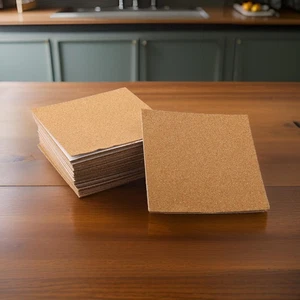 Applied In Office Square Cork Mat With Back Glue 100 X 100 X 1mm 40pc Cork - Picture 1 of 12