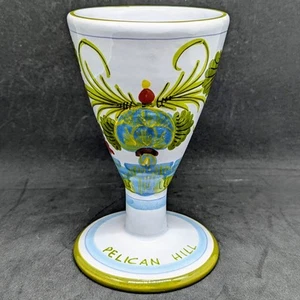 Majolica Faenza Italy Pelican Hill Resort Goblet - Picture 1 of 8