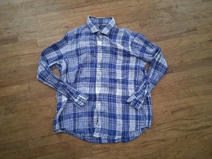Polo Ralph Lauren Linen Plaid Blue Long Sleeve Shirt Mens Size XXL - Picture 1 of 7