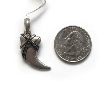 DAVID YURMAN New Mens 26.4mm Wrap Claw Amulet Enhancer in Silver & Black Diamond - Image 1 of 4