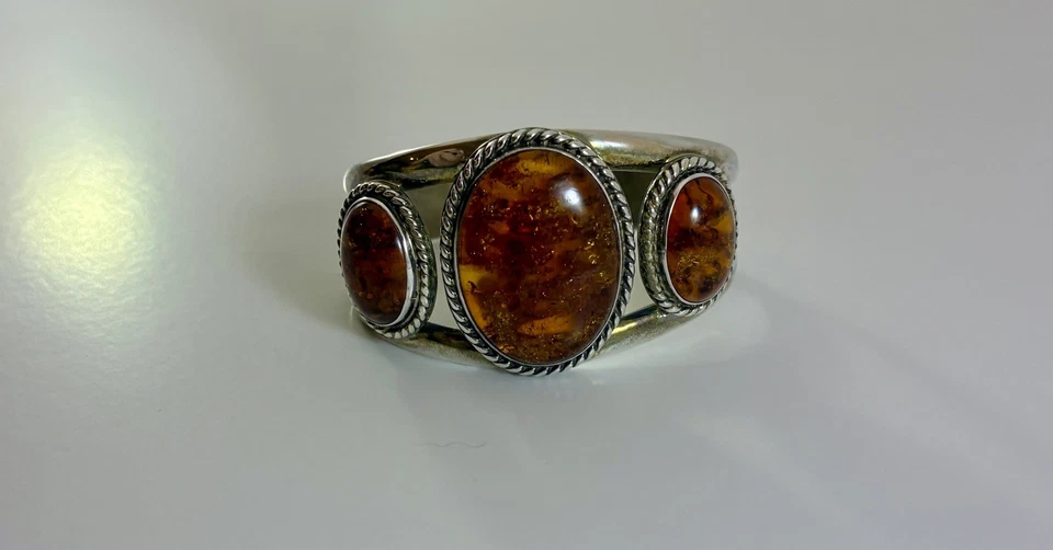 Brazalete Jay King Mine Finds Miel Ámbar Plata Esterlina Talla Promedio  Foto 1 de 4