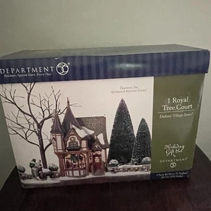 Dept 56 Holiday 1 Royal Tree Court Gift Set #56.58506 Christmas Open Box Tested - Picture 1 of 6