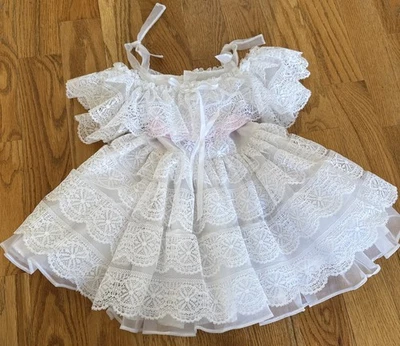 VTG Martha’s Miniatures Party Dress Off Shoulder Lace Floral Full Circle Girl 4T - Image 1 of 4