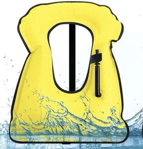 Inflatable Snorkeling Vest Yellow Kids Adults Adjustable - Picture 1 of 5