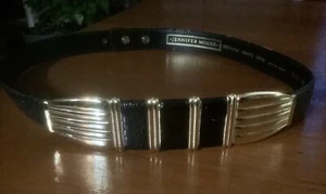 Jennifer Moore Ledergürtel goldfarben schwarz 1 Zoll - Bild 1 von 8
