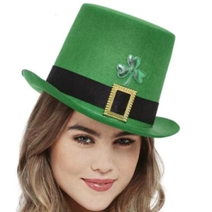 Adult Unisex St Patrick's Day Irish Top Hat Topper Green by Smiffys - Picture 1 of 5