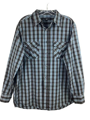 Beverly Hills поло клуб клетку длинным рукавом рубашка на пуговицах размер L черный/синий - Изображение 1 из 4