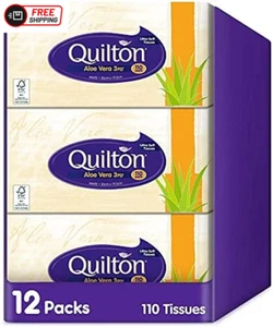 Quilton 3 Ply Aloe Vera Facial Tissues, (12 Boxes of 110 Tissues) - Picture 1 of 12