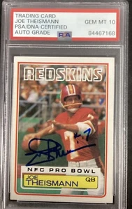 Joe Theismann Signed 1983 Topps #199 Card Redskins PSA/DNA Autograph Gem Mt 10 - Picture 1 of 2