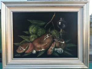 Nino Parola ( Cuneo 1922 - 1999 ) olio su velluto natura morta 50 x 70 cm  - Picture 1 of 9