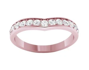 SI1 G 0,50 quilates anillo de compromiso diamante redondo real juego de puntas de oro rosa de 14 quilates - Imagen 1 de 12