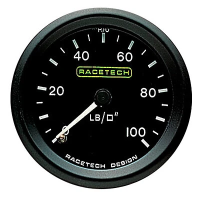 Racetech Mechanical Oil Pressure Gauge - 0-100 Psi, 1/8'' BSP Nipple Fitting - Image 1 of 4