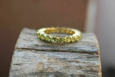 2.00 Ct Certified Natural Peridot Engagement Band 14K Solid Yellow Gold Size 4 - Image 1 of 4