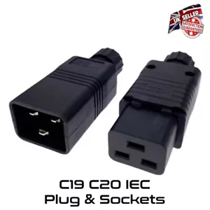 IEC C19 C20 IEC Plug Socket Connector Male Female 16 AMP UPS SERVERS *UK Seller* - Picture 1 of 9
