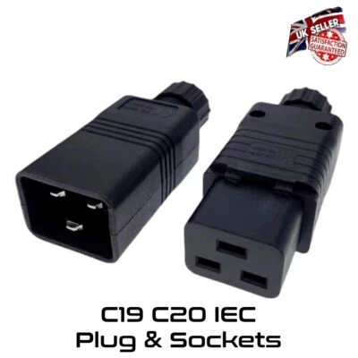 IEC C19 C20 IEC Plug Socket Connector Male Female 16 AMP UPS SERVERS *UK Seller* - Image 1 of 4