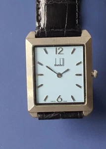 Vintage Rare Dunhill Tank Style Quartz Watch Wristwatch Cityscape Turqoise Swiss - Picture 1 of 7