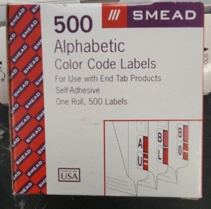 Smead Alphabetic Color-Coded Labels SMEAD 67083, Color LT.Green, 500 Labels - Picture 1 of 4