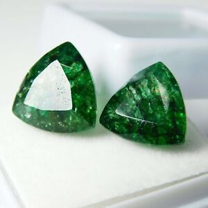 Natural Muzo Emerald Green Trillion Cut 16.12 Ct CERTIFIED Loose Gemstone Pair