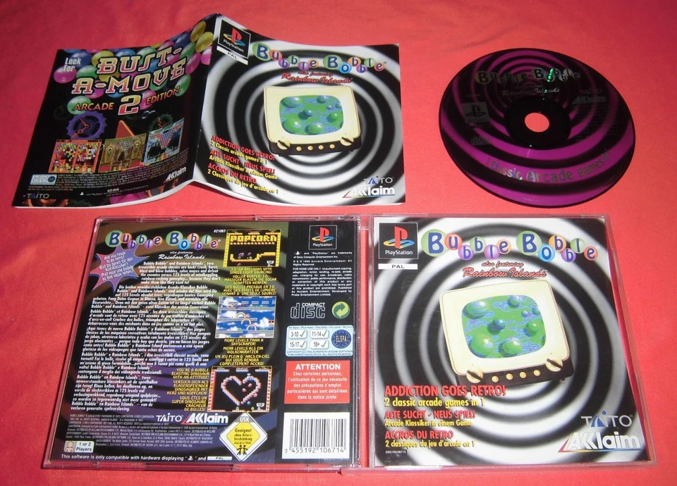 Playstation PS1 Bubble Bobble Also Featuring Rainbow Islands PAL-FR  Notice *JRF - Immagine 1 di 3