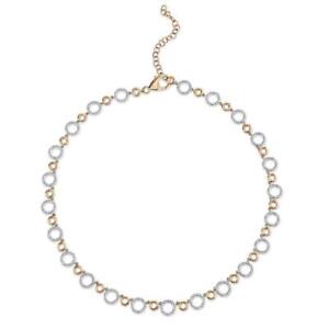 14K Gold Diamond Circle Link Necklace 1.36CT Multi Tone Rose White Two Tone