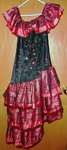 3 articoli costume, spagnolo Seniore, guanti, vestito, copricapo, M-L, danza, spettacolo, 8-10 - Foto 1 di 12