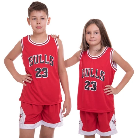 Michael Jordan #23 Kids/Youth Chicago Bulls Red Set Uniform Jersey and shorts Cover