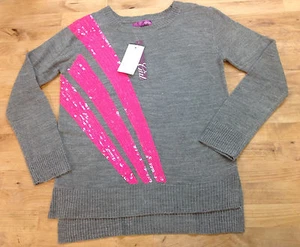 Aqua Girls Long Sleeve Shirt, Charcoal/Pink, Size XL - Picture 1 of 1