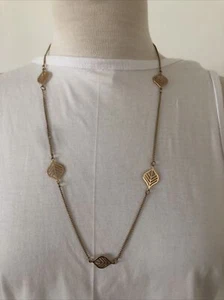 Gold Tone Chain Necklace, 26 Inches - Leaves Single Strand . - Picture 1 of 4